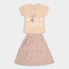 Girl's Top Skirt , Peach, small image number null