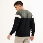 Men's Olive Green and Black Crew Neck Casual Sweatshirt, Dark Green, small image number null