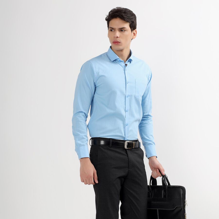 Men's 100% Cotton Formal Shirt , Mid Blue, large image number null