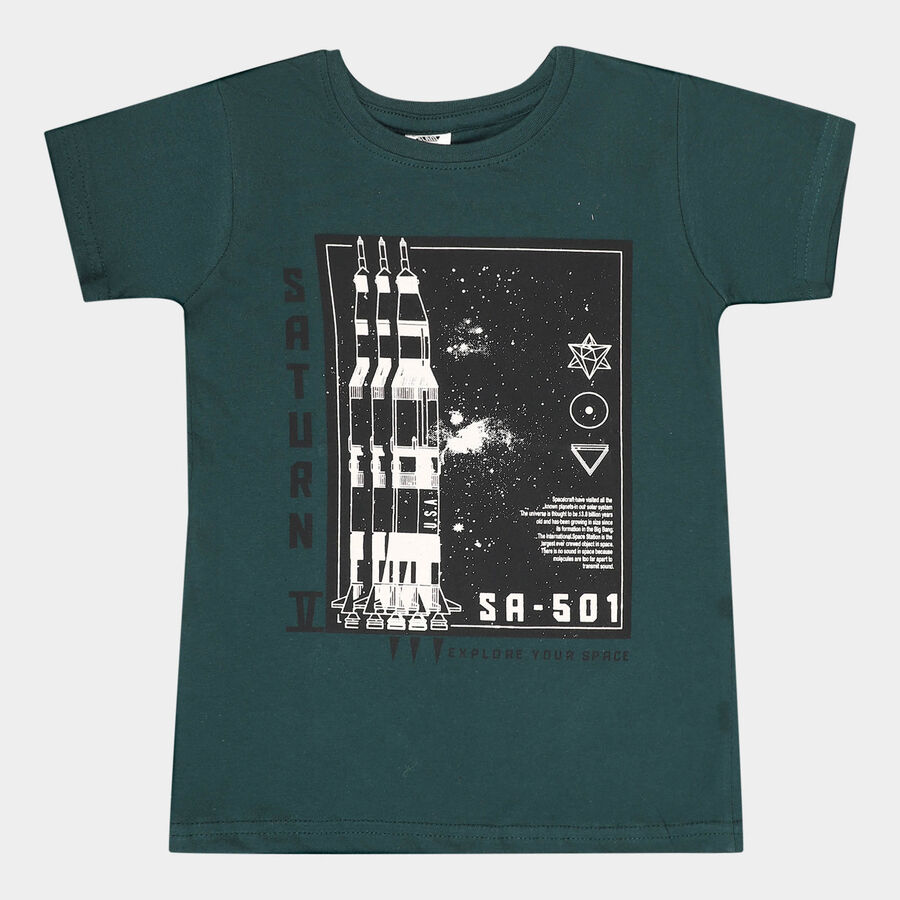 Boys Cotton T-Shirt, Dark Green, large image number null