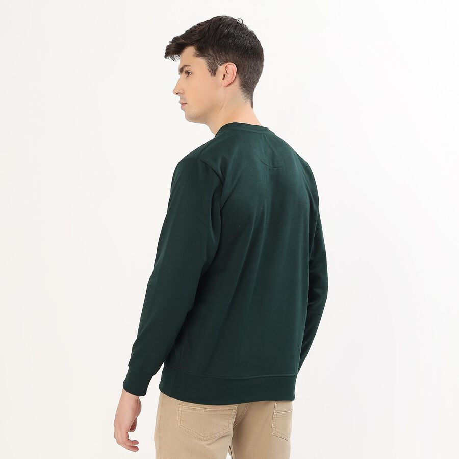 Men's Dark Forest Green Crew Neck Casual Sweatshirt, गहरा हरा, large image number null