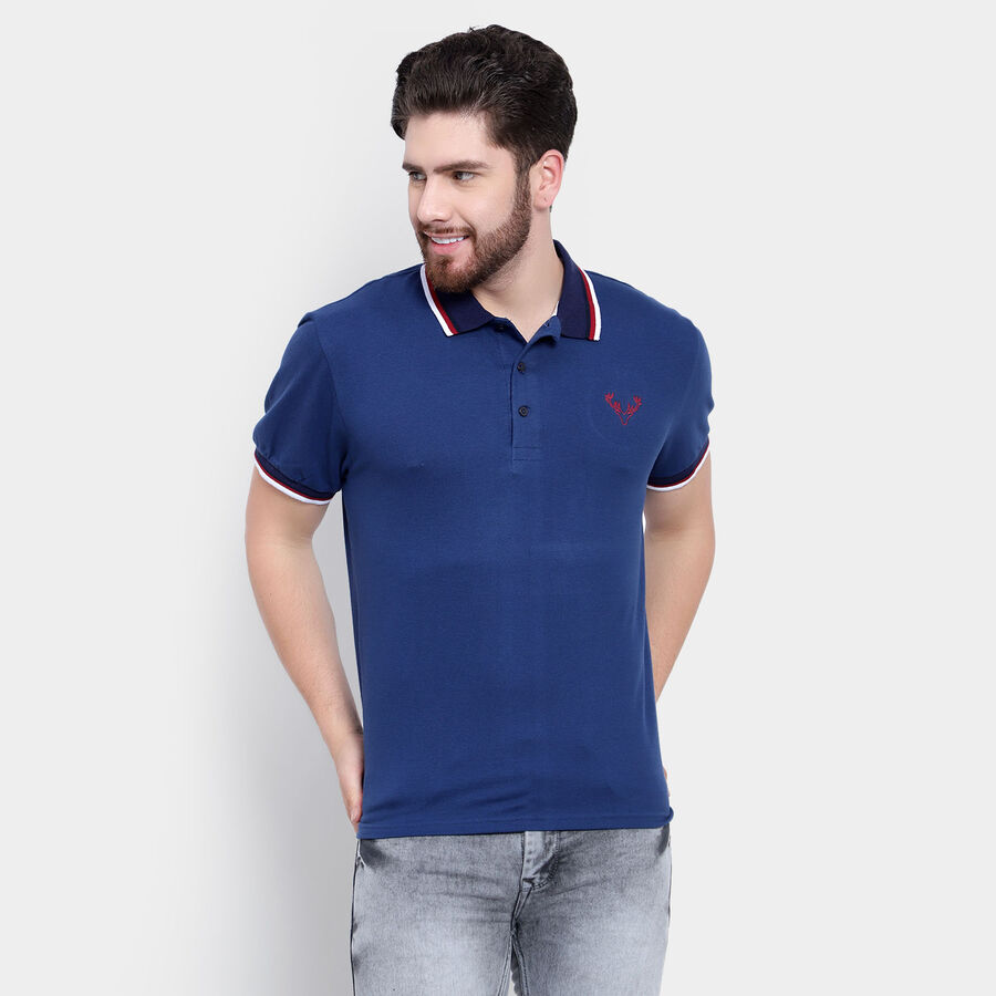 Solid Polo Shirt, Navy Blue, large image number null