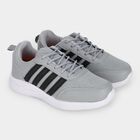 Men's Grey Lace-Up Sneakers, ग्रे, small