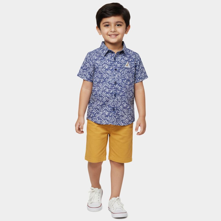 Infants Royal Blue Cotton Half Sleeve Classic Collar Casual Shirt, रॉयल ब्लू, large