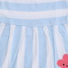 Infants' Light Blue and White Striped Cotton Flutter Sleeve Frock, Aqua, small