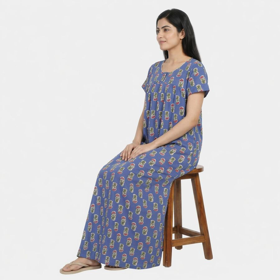 Women's Blue Nighty, Mid Blue, large