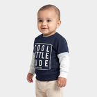 Infants Navy Blue Cotton Crew Neck Regular T-Shirt, Navy Blue, small
