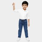 Boys' Blue Regular Fit Elastic Waist Jeans, मध्यम नीला, small