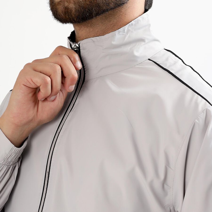 Men's Light Grey High Neck Casual Jacket, हल्का ग्रे, large image number null