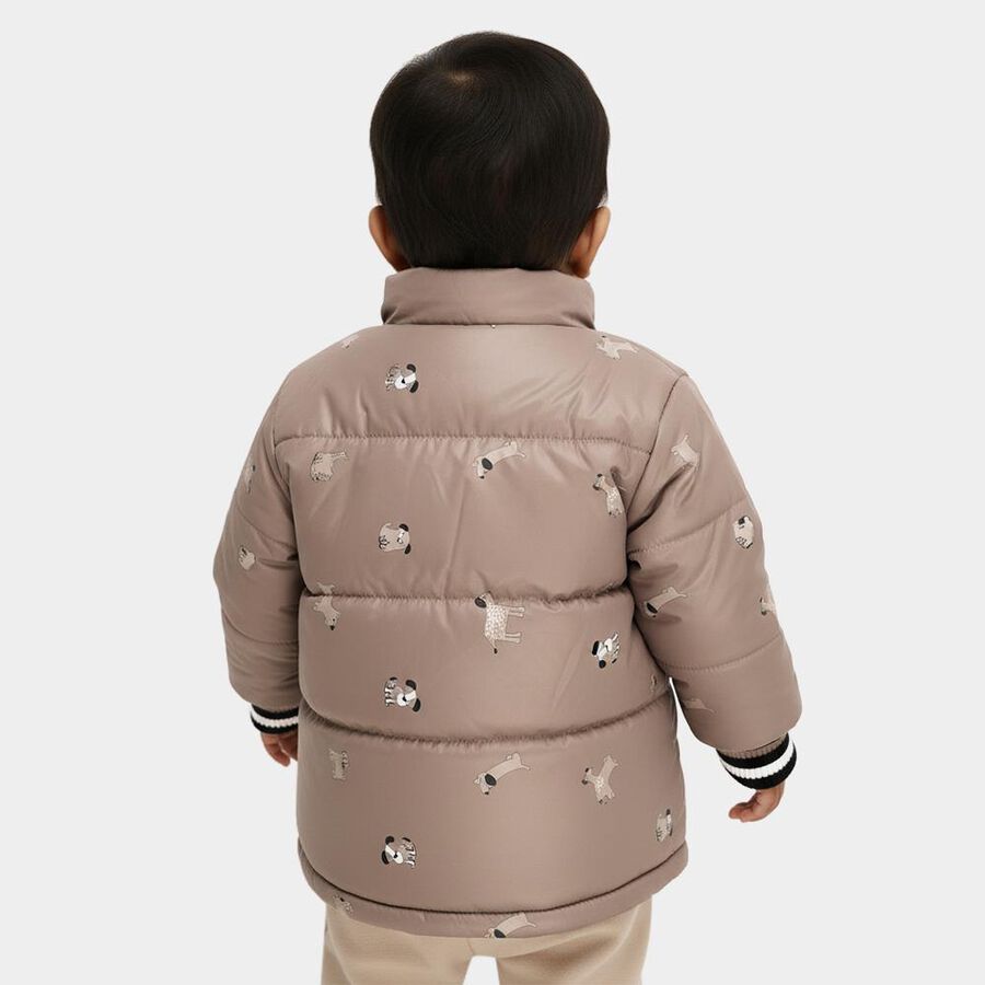 Infant Beige High Neck Casual Jacket, गहरा पीला, large image number null