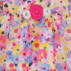 Girls Yellow Sleeveless Floral Top and White Shorts Set, पीला, small