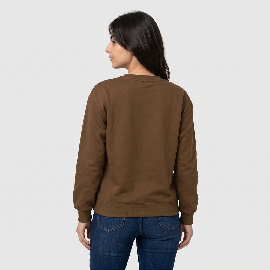 Women's Olive Crew Neck Pullover Sweatshirt, ओलिव, large