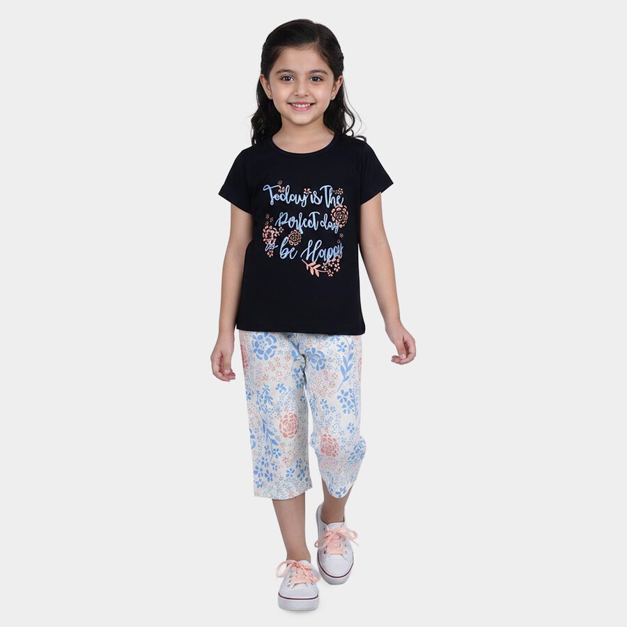 Girls Navy Blue Casual Upper And Bottom Set, नेवी ब्लू, large