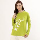 Women's Bright Lime Green Round Neck Casual Top, हल्का हरा, small image number null