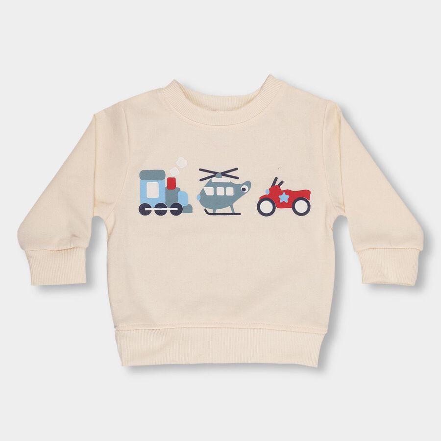 Infants Soft Beige Crew Neck Casual Sweatshirt, गहरा पीला, large image number null