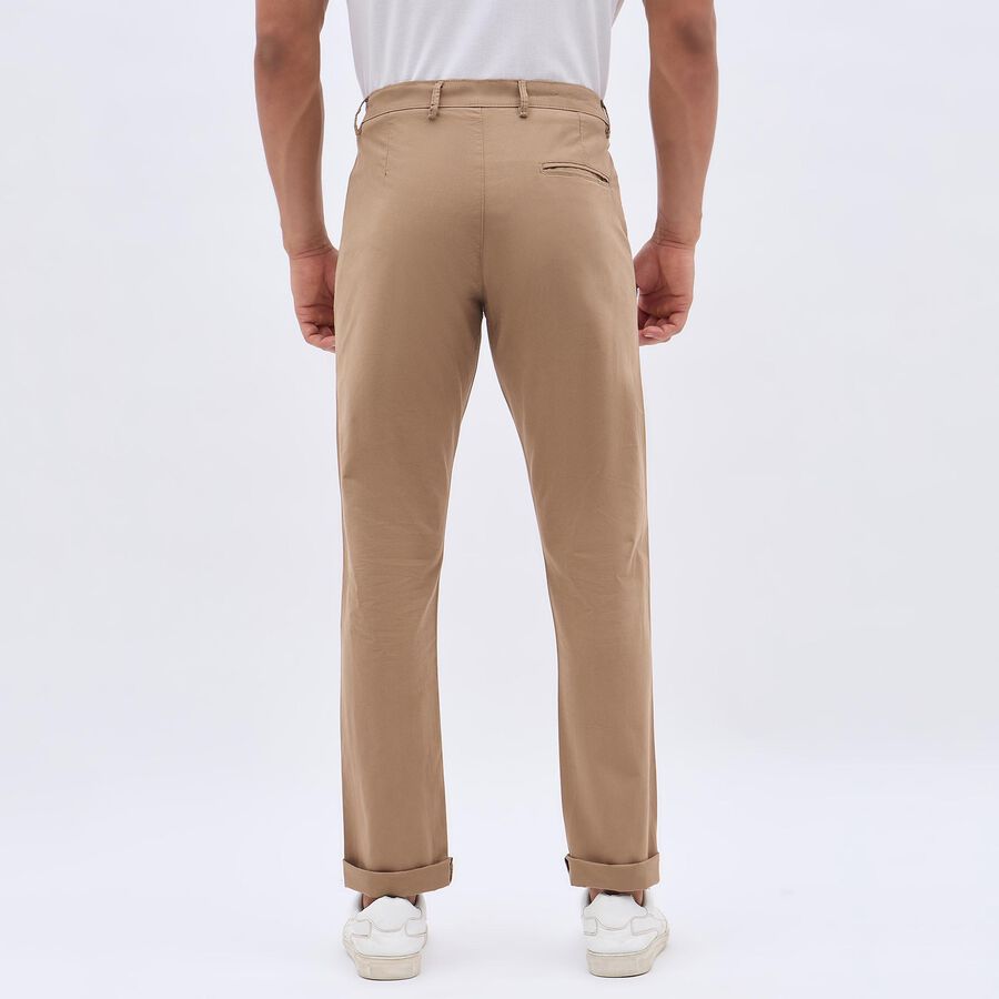 Men's 100% Cotton Cross Pocket Slim Fit Casual Trousers, Khaki, large image number null