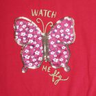 Girls' Vibrant Red Cotton Round Neck Casual T-Shirt, Fuchsia, small image number null