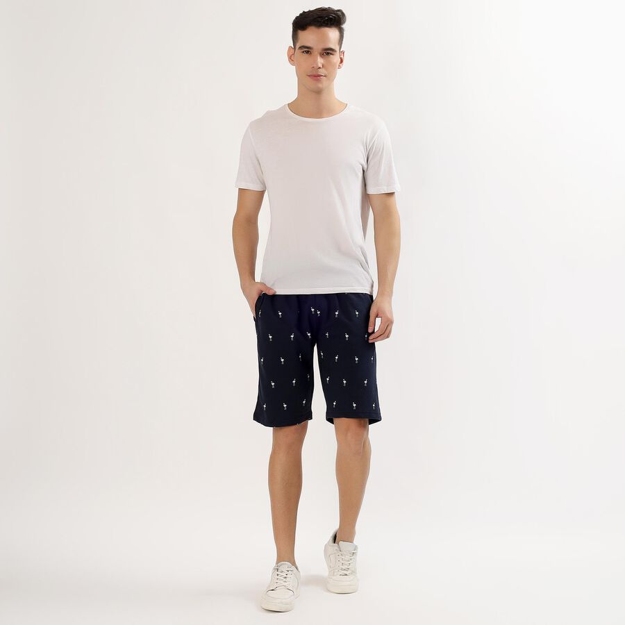 Men's Deep Navy Blue Regular Fit Flamingo Print Jamaican Shorts&nbsp;, Navy Blue, large