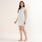 Women's White Scoop Neck Lace Detail Nighty, White, small