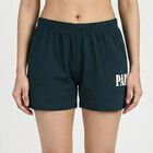 Women's Green Cotton Blend Minimalist Shorts, Dark Green, small