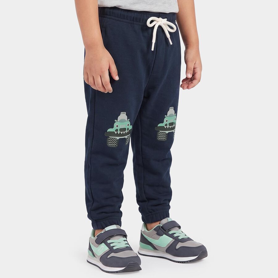 Boys' Navy Blue Jogger Graphic Printed Pyjama, Navy Blue, large