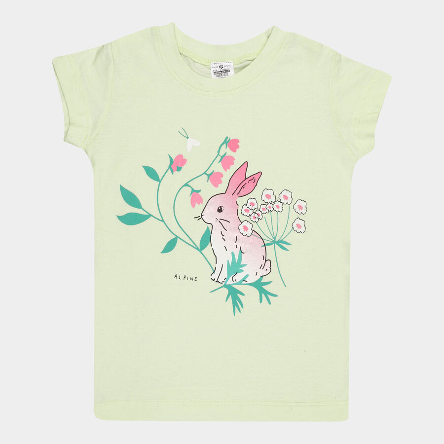 Girls Cotton T-Shirt, Light Green, large image number null