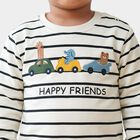 Infants' Cream Cotton Round Neck Regular Sweatshirt, Off White, small