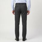 Men's Navy Blue Slim Fit Checked Formal Trousers, Dark Blue, small