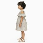 Girls' Pastel Floral Cold Shoulder Ruffle Frock, Off White, small image number null