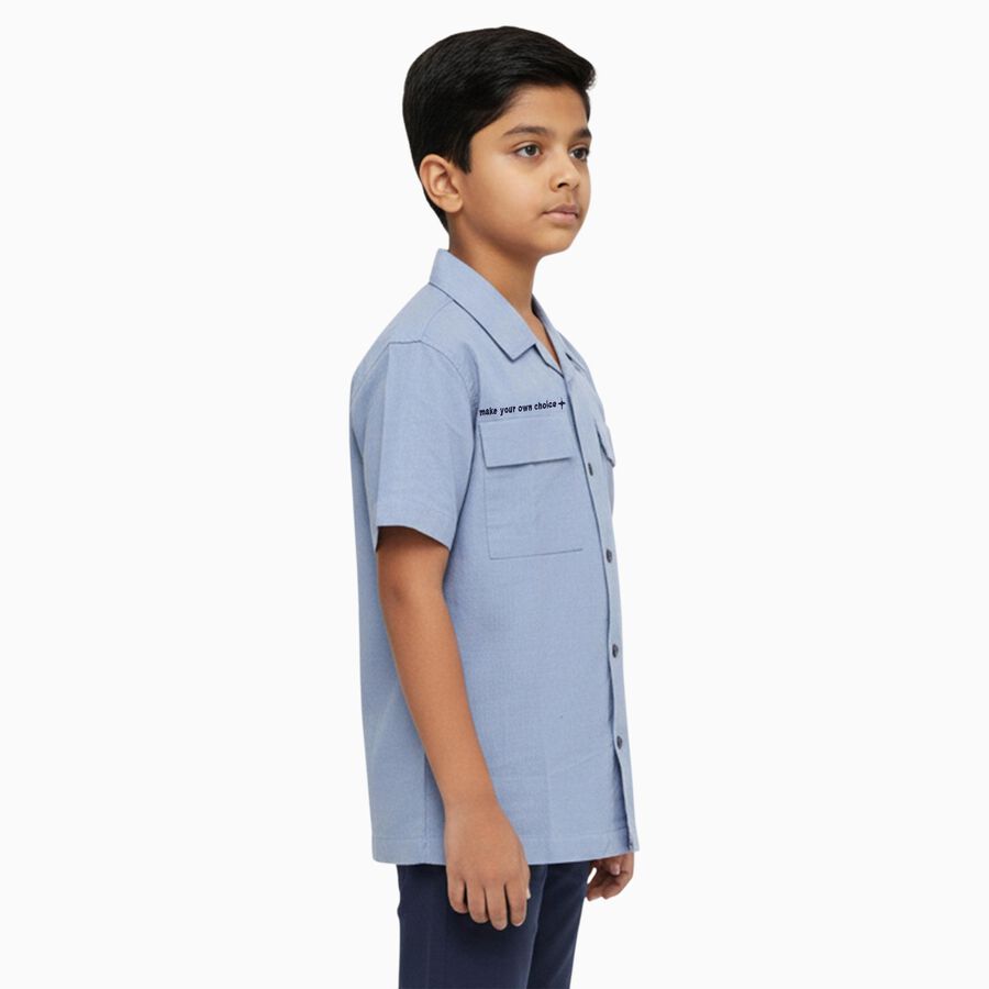 Boys' Casual Shirt, Mid Blue, large image number null