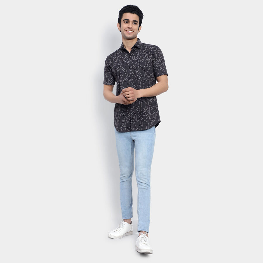 Cotton Printed Casual Shirt, Black, large image number null