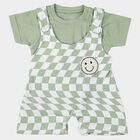 Infants' Mint Green 100% Cotton Round Neck Checked Baba Suit, Light Green, small