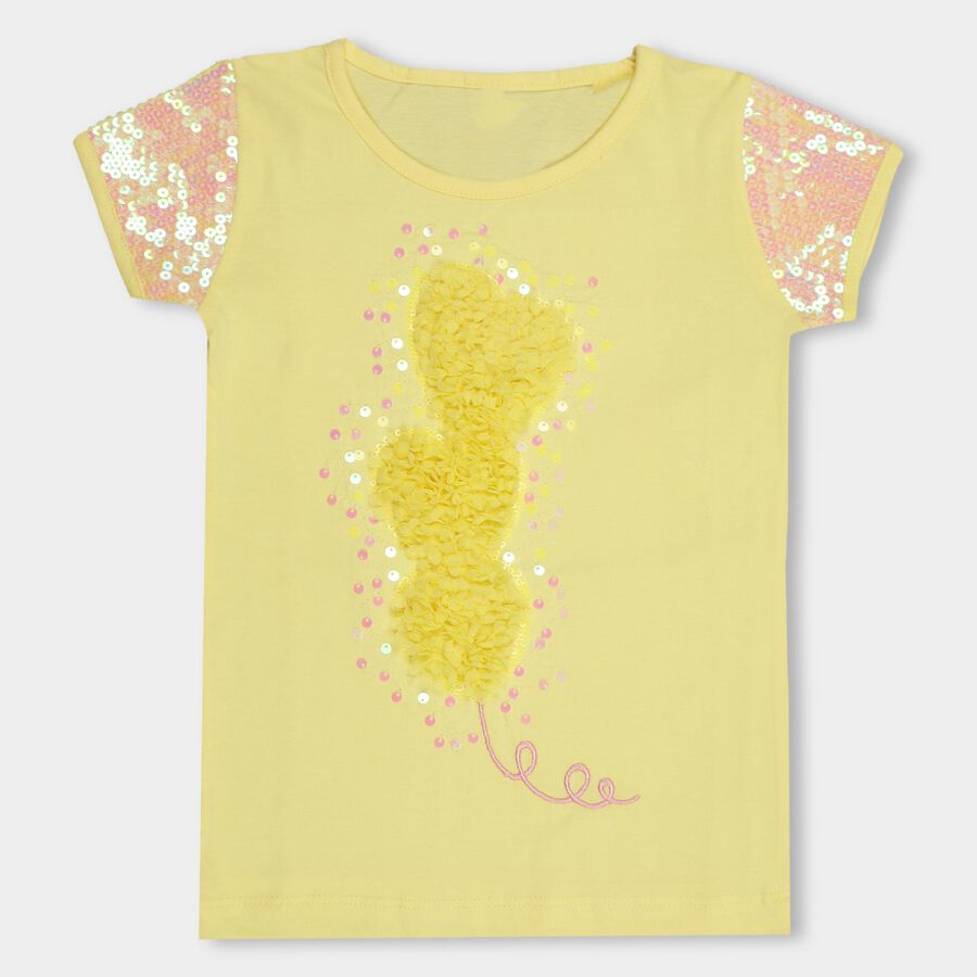 Girls' 100% Cotton T-Shirt, Yellow, large image number null