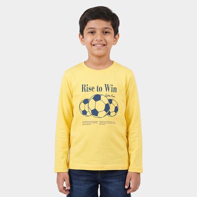 Boys Yellow Round Neck Regular Boys T-Shirt