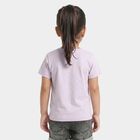 Girls' Lilac Cotton Blend Round Neck Regular T-Shirt, Lilac, small