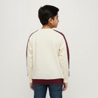 Boys Cream and Maroon Crew Neck Casual Sweatshirt, बैंगनी, small image number null