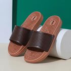 Men's Brown Slip-On Slide Sandals, भूरा, small