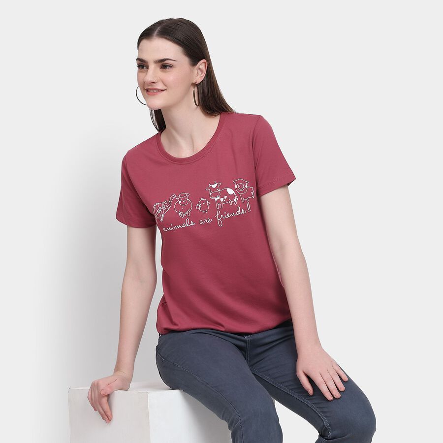 Ladies' Round Neck T-Shirt, बैंगनी, large image number null