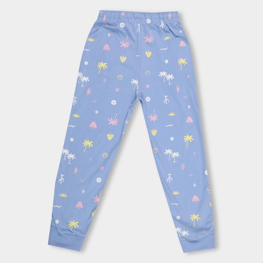 Girls' Soft Powder Blue Tropical Printed Jogger Pyjama, हल्का नीला, large image number null