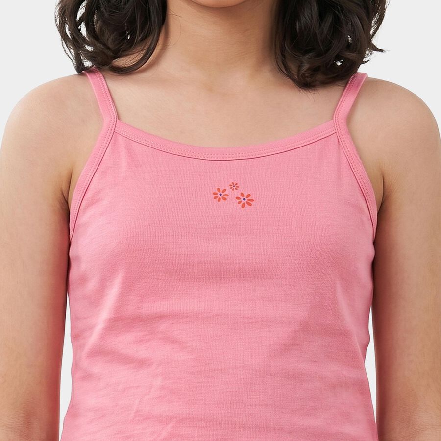 Girls Coral Cotton Strap Neck Sweater Vest, मूँगा (कोरल), large