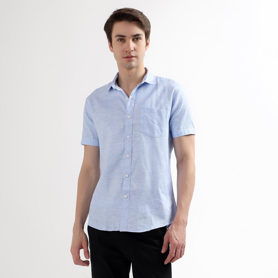 Men's Regular Collar Casual Shirt, हल्का नीला, large image number null