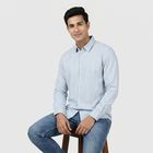 Men's Light Blue Cotton Spread Collar Regular Fit Shirt, हल्का नीला, small