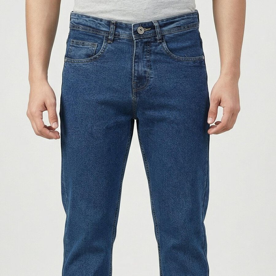 Men's Blue Slim Fit Classic Jeans, Mid Blue, large