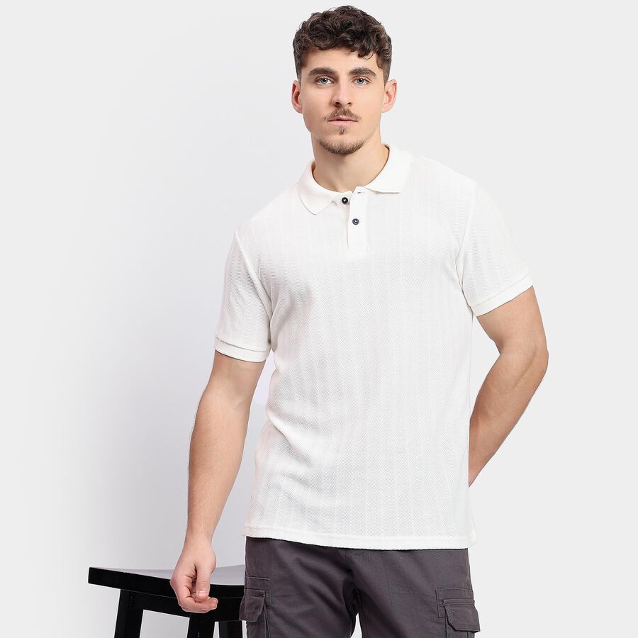 Men's Collared Half Sleeves T-Shirt , Off White, large image number null