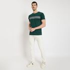 Men's Round Neck Half Sleeves T-Shirt , Dark Green, small
