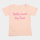 Girls Light Pink Round Neck Regular T-Shirt, Light Pink, small