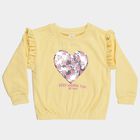 Girls Bright Yellow Crew Neck Casual Sweatshirt, Yellow, small image number null
