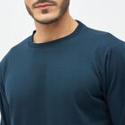 Men's Teal Blue Crew Neck Casual Sweatshirt, टील ब्लू, small image number null