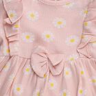 Infants' Pink Regular Fit Daisy Printed Ruffle Sleeve Frock, Light Pink, small
