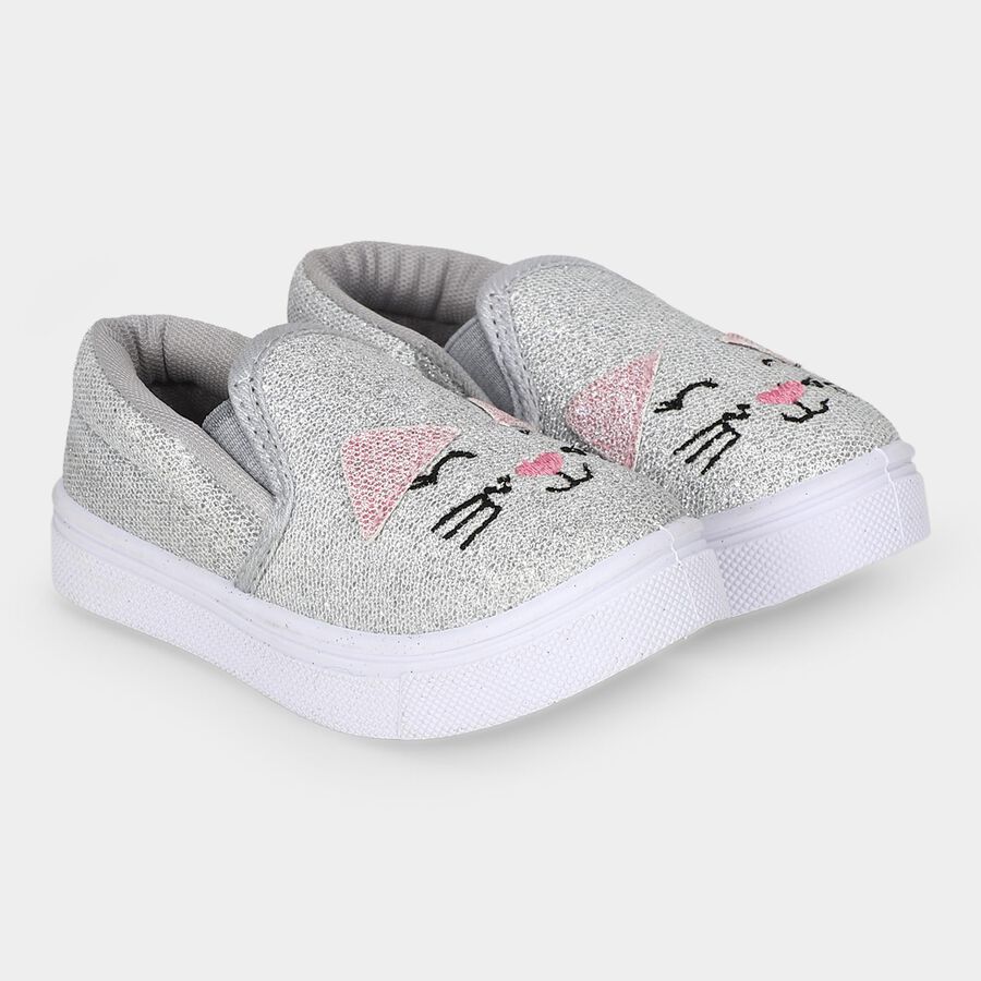 Girls Grey Slip-On Casual Shoes, Grey, large